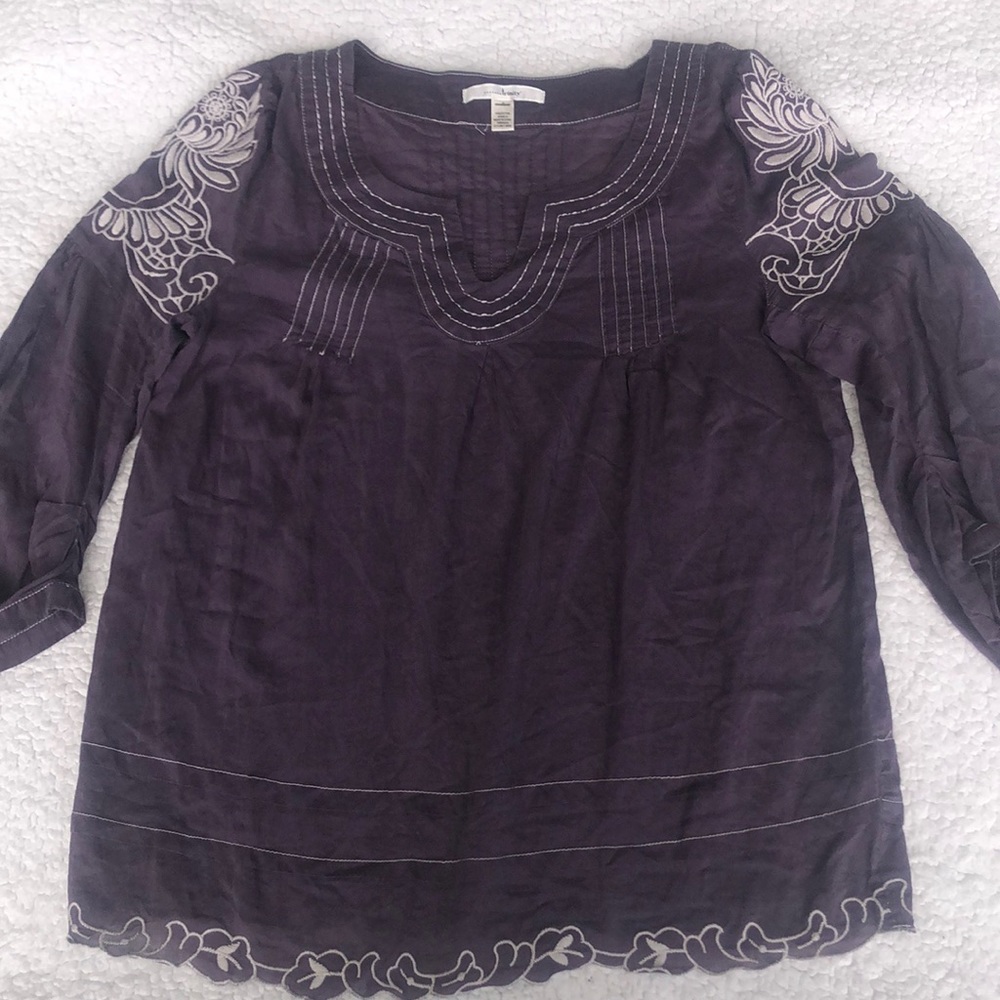 Trinity purple silk cotton embroidered blouse EUC - Picture 7 of 10